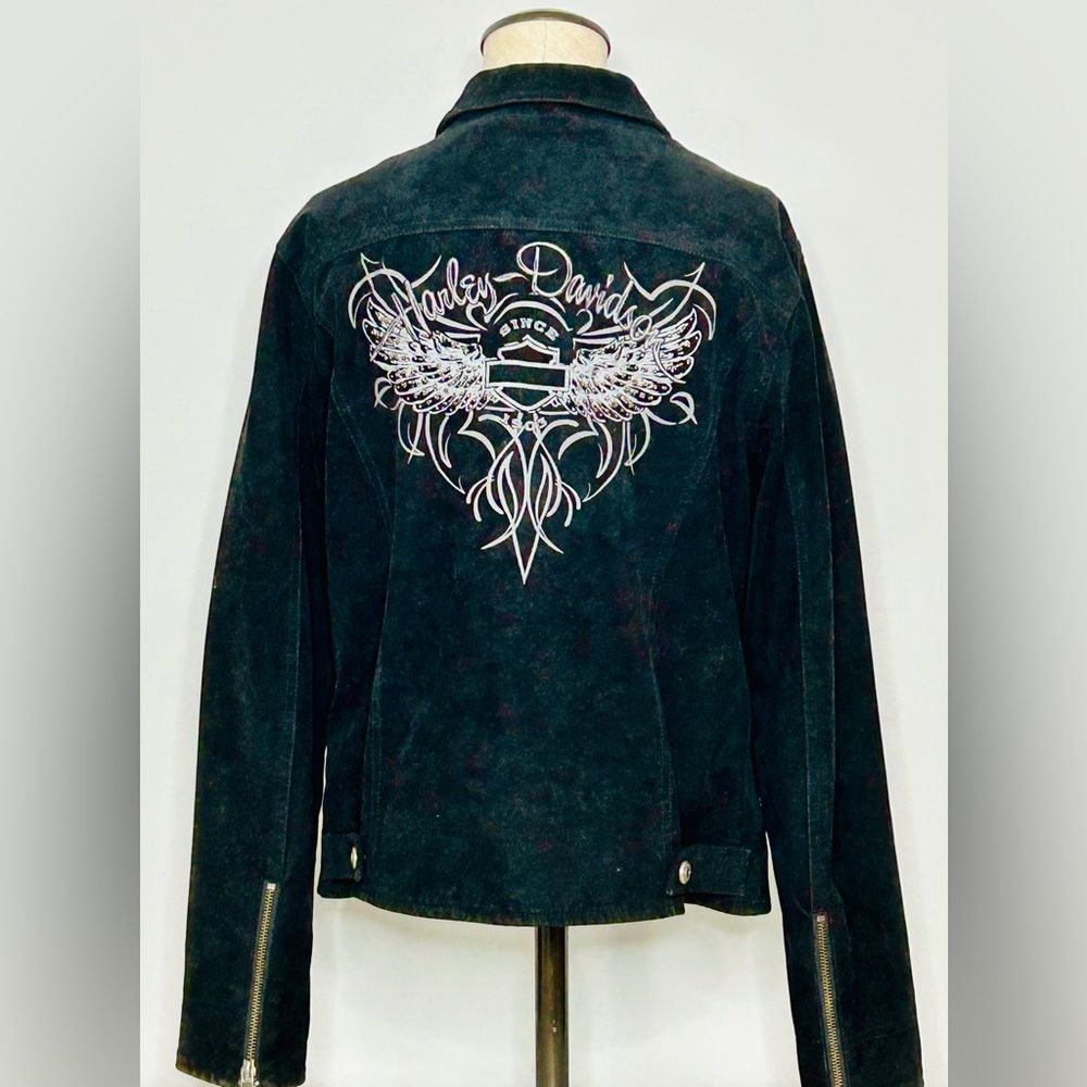 Harley-Davidson® Women's Soar Sueded Jacket, Black Suede Leather sz Medium - Picture 10 of 15
